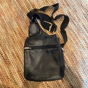Travelon Black Leather Crossbody Bag
